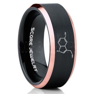 Serotonin Molecule Ring, Serotonin Ring, Neurotransmitter Ring, Molecule Ring, Biology Ring, Chemistry Ring, Science Jewelry, Teacher Ring, Teacher Jewelry, Black Tungsten Ring, Black Ring, Black Wedding Band