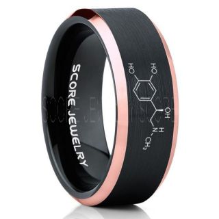 Adrenaline Molecule Ring, Epinephrine Ring, Molecule Ring, Biology Ring, Chemistry Ring, Science Jewelry, Teacher Ring, Teacher Jewelry, Black Tungsten Ring, Black Ring, Black Wedding Band