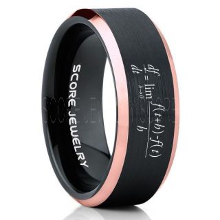 Differential Calculus Equation Ring, Differential Calculus Ring, Calculus Ring, Science Jewelry, Teacher Ring, Teacher Jewelry, Black Tungsten Ring