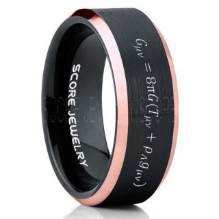 Einstein's General Theory of Relativity Equation Ring, General Relativity Ring, Science Ring, Science Jewelry, Teacher Ring, Teacher Jewelry, Black Tungsten Ring
