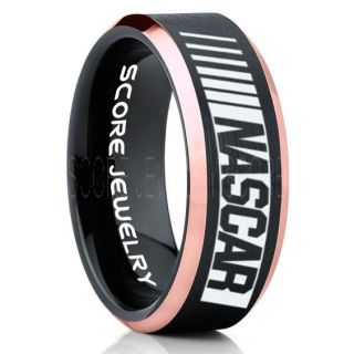 NASCAR Ring, NASCAR Jewelry, Racing Ring, Racing Flag Ring, Checkered Flag Ring, Chequered Flag Ring, Black Tungsten Ring, Car Racing Ring, Black Wedding Band, Black Tungsten Ring