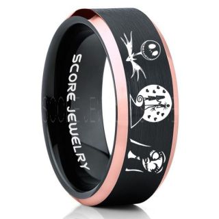 Jack and Sally Ring, Jack and Sally Wedding Band, We're Simply Meant To Be Ring, Black Tungsten Ring, Black Tungsten Wedding Band, Jack and Sally Wedding Ring