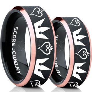 Kingdom Hearts Rings, 2 Piece Couple Kingdom Hearts Rings, Kingdom Hearts Jewelry, Kingdom Hearts Wedding Rings, Kingdom Hearts Wedding Bands, Kingdom Hearts Black Rings, Black Tungsten Wedding Bands