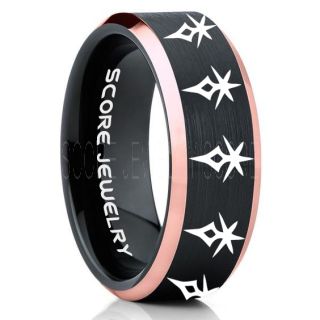 Final Fantasy Ring, Final Fantasy Jewelry, Dark Knight Ring, Gamer Ring, Final Fantasy Wedding Ring, Final Fantasy Wedding Band, Black Tungsten Ring, Black Wedding Band