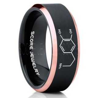 Dopamine Ring, Hormone Ring, Neurotransmitter Ring, Science Jewelry, Black Wedding Ring, Black Tungsten Ring, Black Tungsten Wedding Band, Dopamine Jewelry