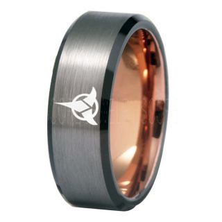 STAR TREK RING, KLINGON RING, KLINGON EMPIRE RING, TREKY RING, STAR TREK JEWELRY, STAR TREK WEDDING BAND, STAR TREK WEDDING RING, SILVER TUNGSTEN RING