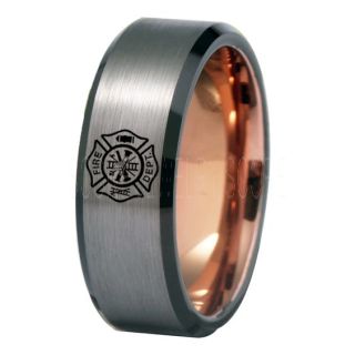 Fire Department Ring, Fireman Ring, Fireman Jewelry, Silver Tungsten Band, Silver Tungsten Wedding Band, Firefighter Ring, Fire Department Tungsten Ring