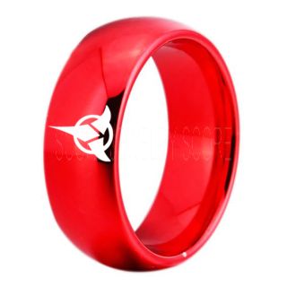 STAR TREK RING, KLINGON RING, KLINGON EMPIRE RING, TREKY RING, STAR TREK JEWELRY, STAR TREK WEDDING BAND, STAR TREK WEDDING RING, RED TUNGSTEN RING