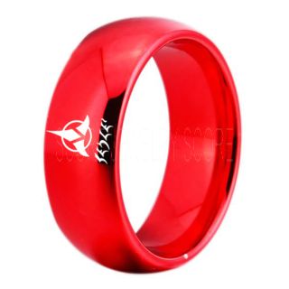STAR TREK RING, KLINGON RING, KLINGON EMPIRE RING, TREKY RING, STAR TREK JEWELRY, STAR TREK WEDDING BAND, STAR TREK WEDDING RING, RED TUNGSTEN RING