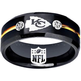 Chiefs Ring, Chiefs Wedding Rings, Chiefs Wedding Band, Football Wedding Band, Football Jewelry