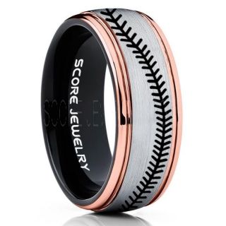 Baseball Ring, Baseball Stitch Pattern Ring, Silver Tungsten Ring, Silver Ring, Silver Wedding Band, Silver Wedding Ring, Baseball Stitch Ring, Silver Tungsten Band