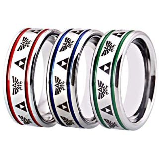Legend of Zelda Ring, Zelda Triforce Ring, Silver Zelda Wedding Ring, Silver Tungsten Zelda Wedding Band, Silver Tungsten Ring, Silver Wedding Band, Gamer Ring