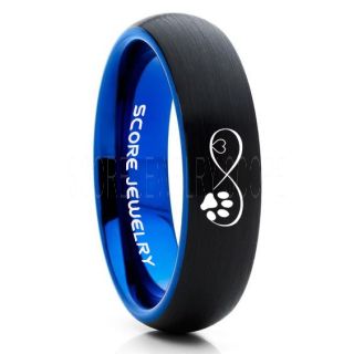 Dog Paw Infinity Heart Ring, Dog Paws Ring, Puppy Dog Ring, Dog Paw Jewelry, Dog Paws Wedding Band, Dog Lover Ring, Puppy Paws Ring. Black Tungsten Ring, Black Wedding Band, Dog Lover Jewelry