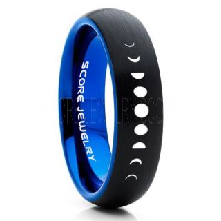 Moon Phases Ring, Moon Ring, Moon Jewelry, Astronomy Ring, Science Ring, Lunar Phases Ring, Lunar Jewelry, Teacher Ring, Black Tungsten Ring