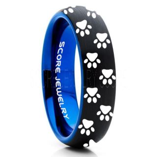 Cat Paws Ring, Kitten Ring, Kitten Paw Ring, Black Cat Paws Ring, 8mm Kitten Ring, Cat Paw Jewelry, Cat Paws Wedding Band, Cat Lover Ring, Black Tungsten Ring, Black Wedding Band, Cat Lover Jewelry