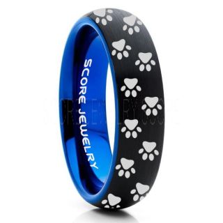 Cat Paws Ring, Kitten Ring, Kitten Paw Ring, Black Cat Paws Ring, 8mm Kitten Ring, Cat Paw Jewelry, Cat Paws Wedding Band, Cat Lover Ring, Black Tungsten Ring, Black Wedding Band, Cat Lover Jewelry