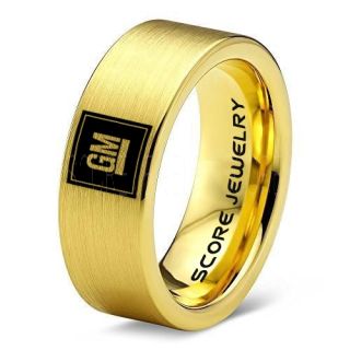 GM Ring, GM Truck Ring, Truck Ring, Trucker Ring, Pickup Truck Ring, GM Jewelry, 14K Yellow Gold Tungsten Ring, Yellow Gold Tungsten Wedding Band, Yellow Gold Wedding Band
