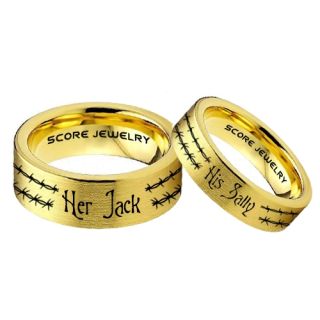 Jack and Sally Rings, Jack and Sally Wedding Bands, 14K Yellow Gold Tungsten Rings, Yellow Gold Tungsten Wedding Bands, Jack and Sally Wedding Rings, Matching Couple Rings