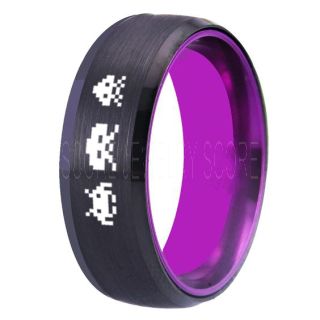Player 1 Player 2 Rings, Retro Gamer Rings, Gamer Rings, Space Invaders Rings, Atari Rings, Nintendo Rings, Black Tungsten Rings, Black Wedding Bands, Couple Ring Set Gamer Rings