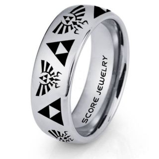 Legend of Zelda Ring, Zelda Triforce Ring, Silver Zelda Wedding Ring, Silver Tungsten Zelda Wedding Band, Silver Tungsten Ring, Silver Wedding Band, Gamer Ring