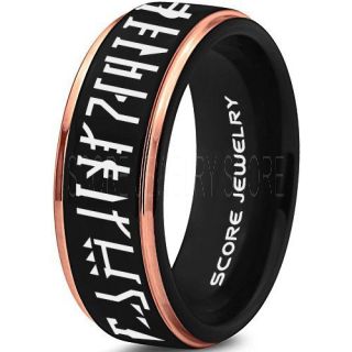 Mandalorian Ring, Star Wars Ring, Customize Your Own Text in Mandalorian, Star Wars Wedding Band, Black Mandalorian Wedding Ring, Black Tungsten Band, Mandalorian Wedding Band, Star Wars Wedding Ring, Star Wars Mandalorian Jewelry