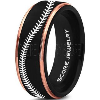 Baseball Ring, Baseball Stitch Pattern Ring, Black Tungsten Ring, Black Ring, Black Wedding Band, Black Wedding Ring, Baseball Stitch Ring, Black Wedding Band