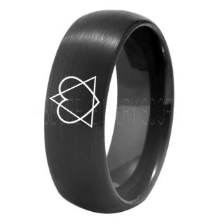 Adoption Ring, Adoption Symbol Ring, Adoption Jewelry, Adoption Heart Triangle of Love Ring, Black Tungsten Band, Black Wedding Ring