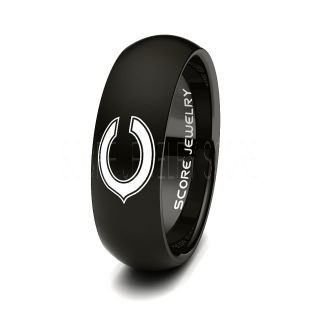 Black Tungsten Band with Domed Edge NFL Football Chicago Bears Logo Ring
