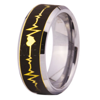 Heartbeat Ring, Heartbeat Wedding Band, Black Tungsten Wedding Band, Black Wedding Band, Heartbeat Wedding Ring, Black Wedding Ring