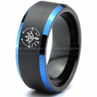 Legend of Zelda Sheikah Eye Ring, Legend of Zelda Ring, Zelda Triforce Ring, Black Zelda Wedding Ring, Black Tungsten Zelda Wedding Band, Black Tungsten Ring, Black Wedding Band, Gamer Ring