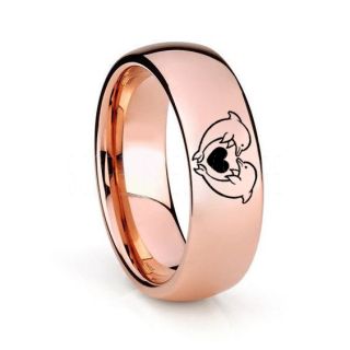 Dolphins Ring, Dolphin Heart Ring, Dolphin Wedding Ring, Dolphin Wedding Band, Marine Life Ring, Bottlenose Dolphins Ring, Rose Gold Tungsten Ring, Rose Gold Tungsten Wedding Band, Ocean Life Wedding Band