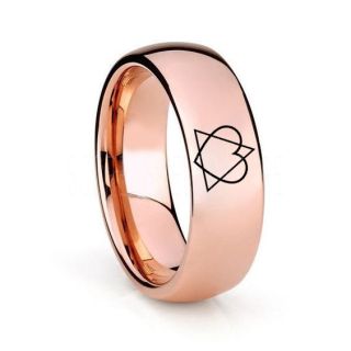 Adoption Ring, Adoption Symbol Ring, Adoption Jewelry, Adoption Heart Triangle of Love Ring, 14K Rose Gold Tungsten Band, Rose Gold Wedding Ring