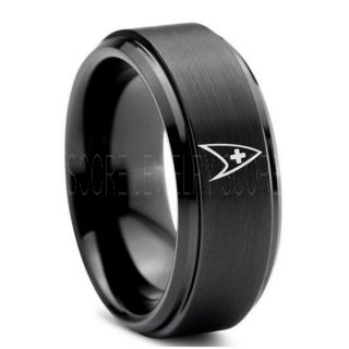 Star Trek Ring, Star Trek Medical Ring, Star Trek Medical Jewelry, Star Trek Wedding Band, Star Trek Wedding Ring, 8mm Black Tungsten Ring, Black Wedding Ring