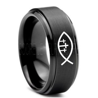 Jesus Christ Ring, Christ Ring, Jesus Fish Ring, Ichthys Ring, Jesus Ring, Christian Cross Ring, Christian Cross Ring, Religion Ring, Black Tungsten Ring, Christian Cross Jewelry, Black Tungsten Wedding Band, Religious Jewelry