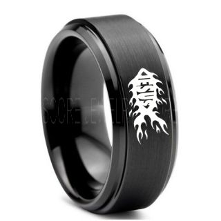 Jesus Christ Ring, Christ Ring, Jesus Fish Ring, Ichthys Ring, Jesus Ring, Christian Cross Ring, Christian Cross Ring, Religion Ring, Black Tungsten Ring, Christian Cross Jewelry, Black Tungsten Wedding Band, Religious Jewelry