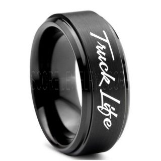 Truck Driver Ring, Trucker Ring, Truck Life Ring, Trucker Life ring, Black Tungsten Ring, Trucker Jewelry, Truck Driver Wedding Band, Black Tungsten Band, Black Wedding Ring