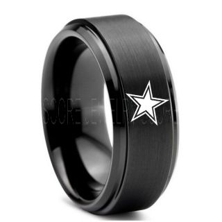 Texas Ring, Texas Football Ring, Dallas Ring, Football Ring, Black Tungsten Ring, Black Tungsten Wedding Ring, Black Wedding Ring, Dallas Football Ring, Dallas Football Wedding Ring