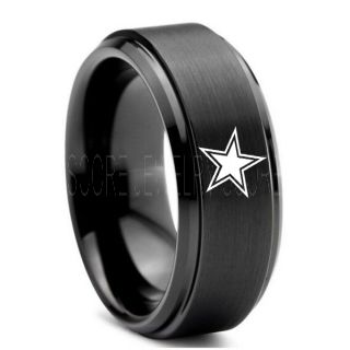 Texas Ring, Texas Football Ring, Dallas Ring, Football Ring, Black Tungsten Ring, Black Tungsten Wedding Ring, Black Wedding Ring, Dallas Football Ring, Dallas Football Wedding Ring
