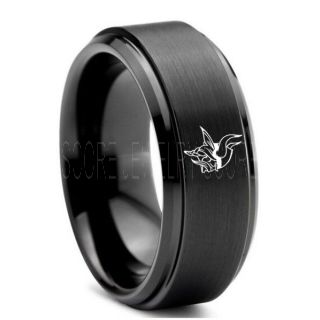 Black Tungsten Vikings Ring, Black Tungsten Ring, Football Ring