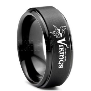Black Tungsten Vikings Ring, Black Tungsten Ring, Football Ring