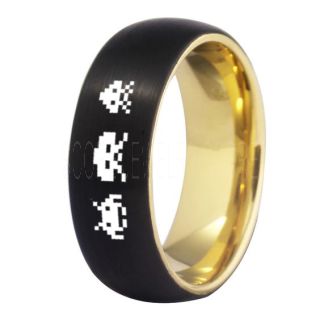 Player 1 Player 2 Rings, Retro Gamer Rings, Gamer Rings, Space Invaders Rings, Atari Rings, Nintendo Rings, Black Tungsten Rings, Black Wedding Bands, Couple Ring Set Gamer Rings