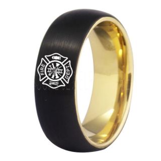 Fire Department Ring, Fireman Ring, Fireman Jewelry, Black Tungsten Band, Black Tungsten Wedding Band, Firefighter Ring, Fire Department Tungsten Ring