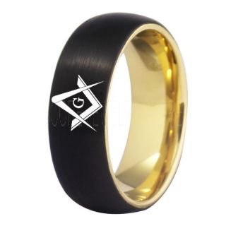 Freemason Ring, Freemason Jewelry, Freemasonry Jewelry, Black Tungsten Band, Black Tungsten Wedding Band, Freemasonry Ring, Square and Compasses Tungsten Ring