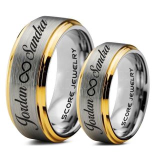 Infinity Couple Rings, Matching Couple Wedding Rings Set, Couple Wedding Rings, CUSTOMIZE YOUR NAMES Wedding Bands, Always and Forever Jewelry, Silver Tungsten Wedding Ring, Silver Tungsten Rings