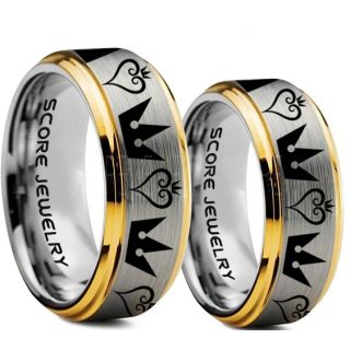Kingdom Hearts Rings, 2 Piece Couple Kingdom Hearts Rings, Kingdom Hearts Jewelry, Kingdom Hearts Wedding Rings, Kingdom Hearts Wedding Bands, Kingdom Hearts Silver Rings, Silver Tungsten Wedding Bands