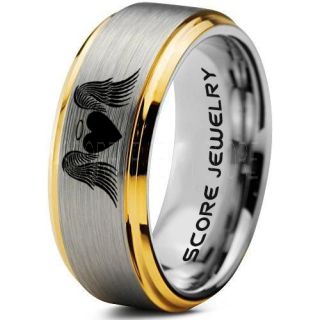 Angel Wings Ring, Halo Ring, Angel Ring, Angel Wings Jewelry, Angel Wings Wedding Ring, Silver Tungsten Band, Silver Wedding Ring, Angel Wedding Ring