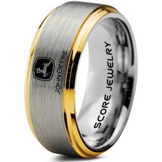 John Deere Ring, Farmer Ring, Agriculture Ring, Construction Machinery Ring, John Deere Jewelry, John Deere Machinery Ring, Farmer Tungsten Wedding Ring, Silver Tungsten Ring