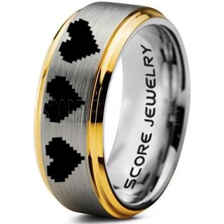 Legend of Zelda Ring, 8 Bit Hearts Ring, Zelda Wedding Ring, Zelda Wedding Band, Gamer Ring, Silver Tungsten Ring, Silver Wedding Band, 8 Bit Hearts Zelda Ring