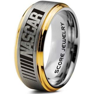 NASCAR Ring, NASCAR Jewelry, Racing Ring, Racing Flag Ring, Checkered Flag Ring, Chequered Flag Ring, Silver Tungsten Ring, Car Racing Ring, Silver Wedding Band, Silver Tungsten Ring