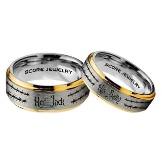 Jack and Sally Rings, Jack and Sally Wedding Bands, Silver Tungsten Rings, Silver Tungsten Wedding Bands, Jack and Sally Wedding Rings, Matching Couple Rings
